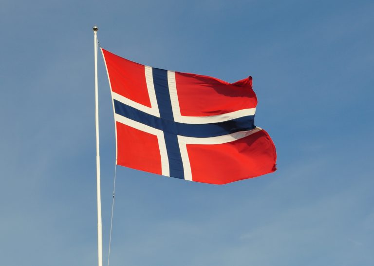 Flagging med det norske flagg. Illustrasjonsbilde