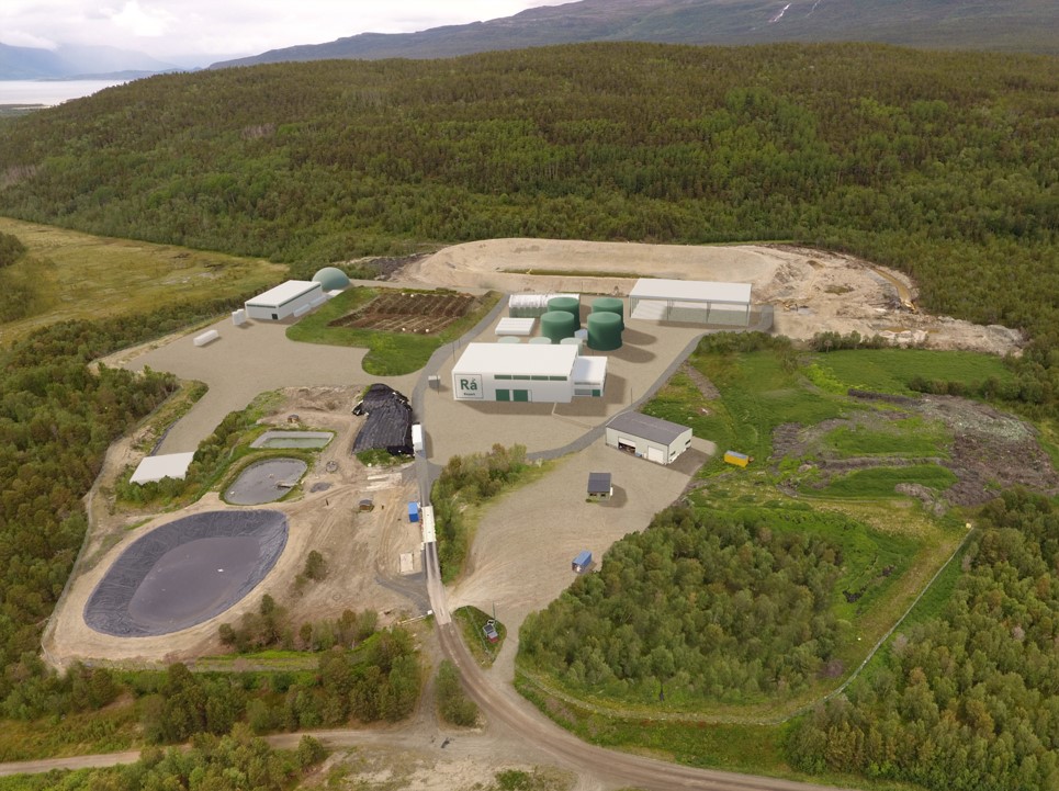 Skisse over Rå Biogass sitt planlagte anlegg i Skibotn